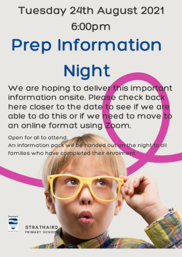 Prep Information Night 2021 Strathaird Primary School